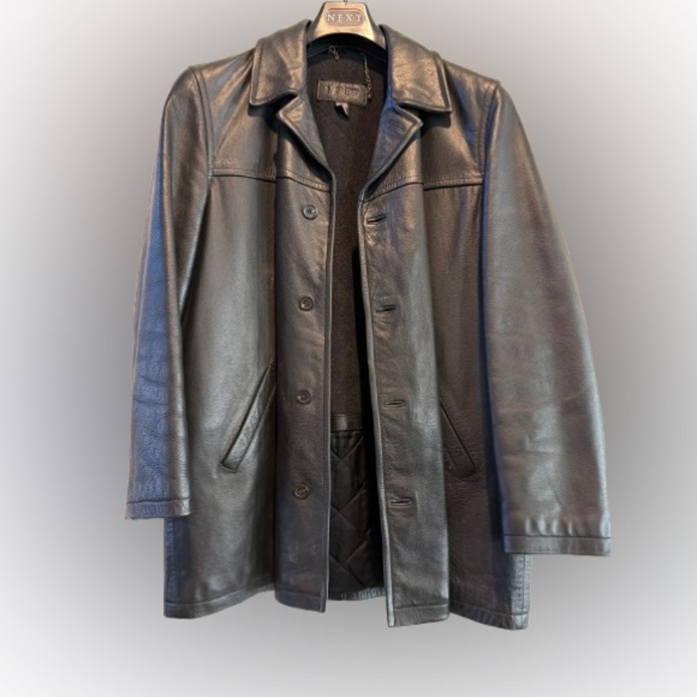 JCREW Black Leather Trench Coat Women’s L